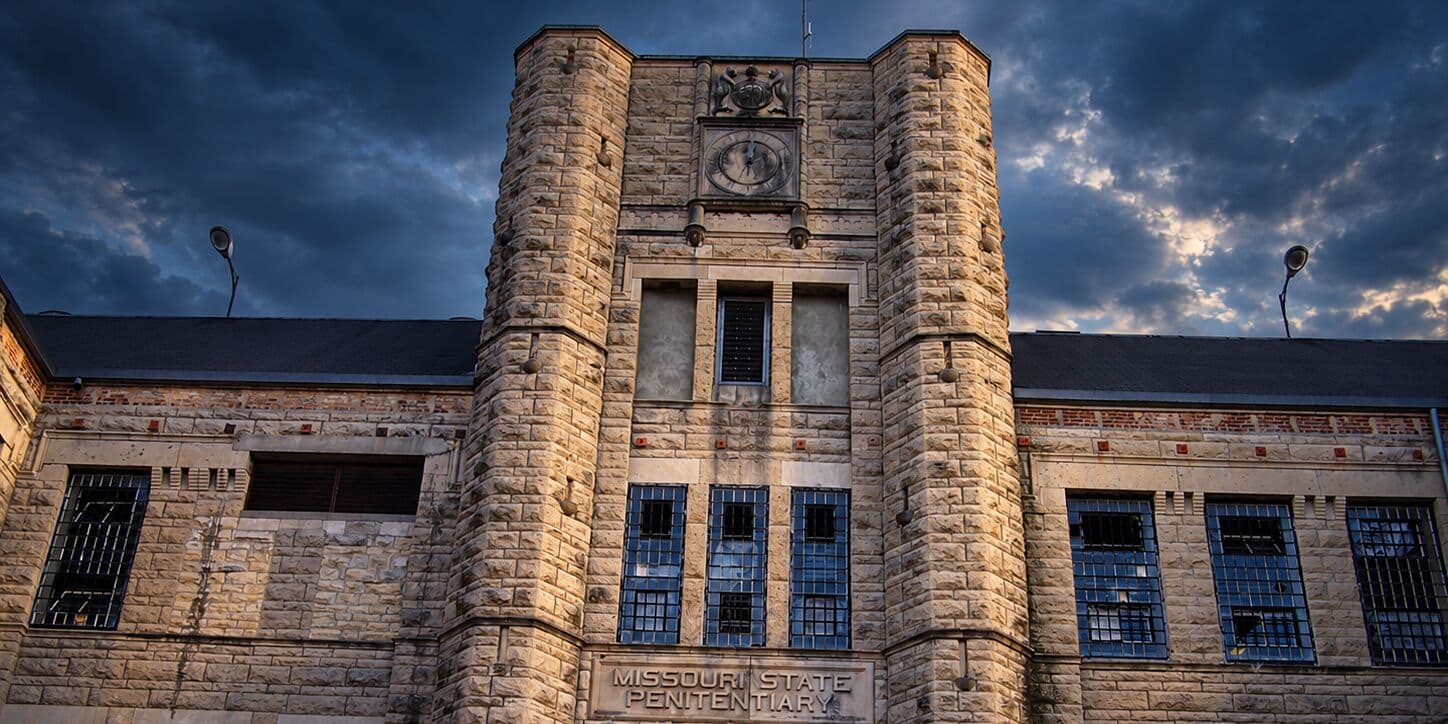The Missouri State Penitentiary at dusk